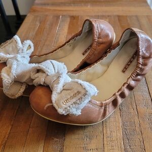 Size 39 Prada brown/ cognac leather ballet flats